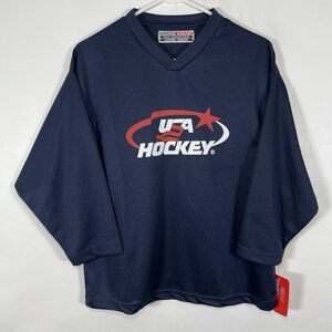 USA Hockey Game Wear Practice Jersey Youth Boys Size Medium Navy Junior NWT